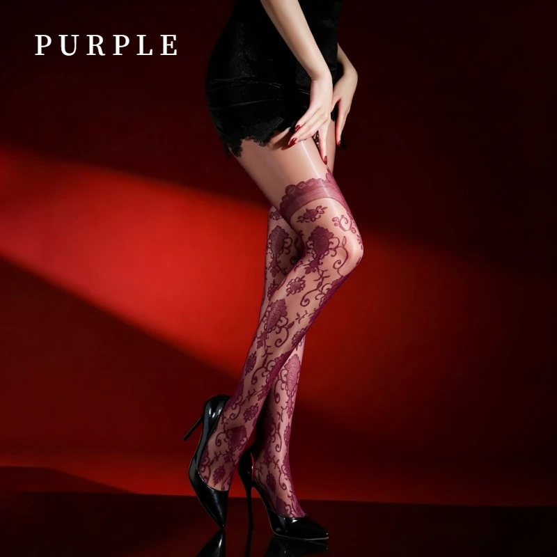 Luxuriöse Damen-Strumpfhose mit Blumenmuster und Spitze, Vintage-Design für Partys, Hochzeiten, Dates, Alltag und besondere Anlässe – Detail 11