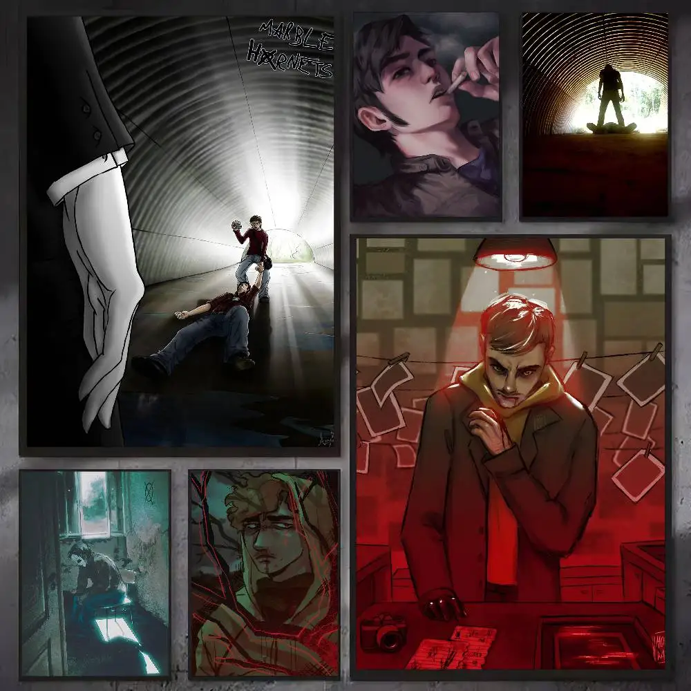 1pc Horror Short Film M-marble H-hornets Poster Sticker Print Waterproof Wall Art For Living Room Bedroom Home Decor