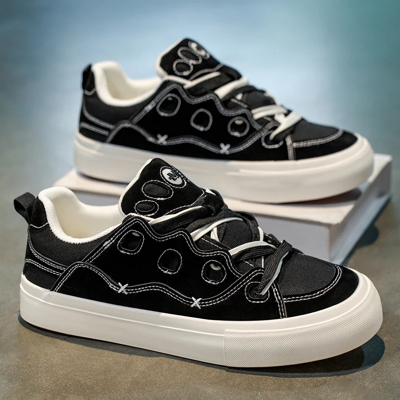 

2025 new men's shoes autumn thick soled skateboard shoes casual versatile bread shoes Korean version trendy sports board shoes