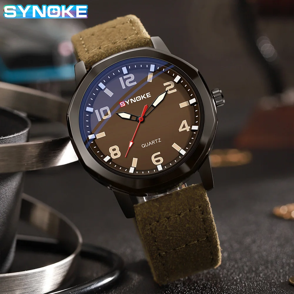 SYNOKE Men Quartz Watch Fashion Simple Business Belt Retro Quartz Watch For Men Watch Student Wristwatch Sports Non Mechanical