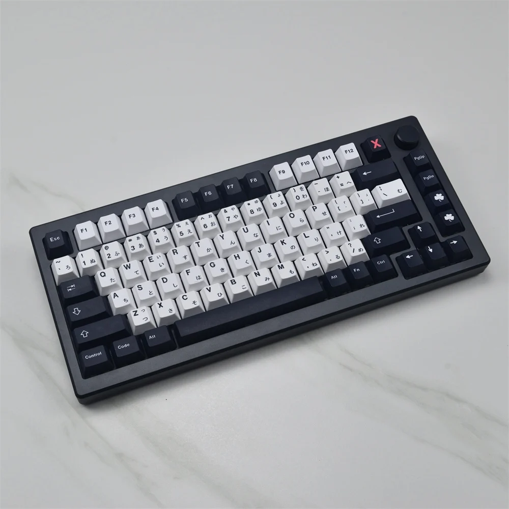 140 Keys Minimalist Black White Keycap Set Japanese Korean Russian Legends Cherry Profile PBT Dye Sub for MX Mechanical Keyboard