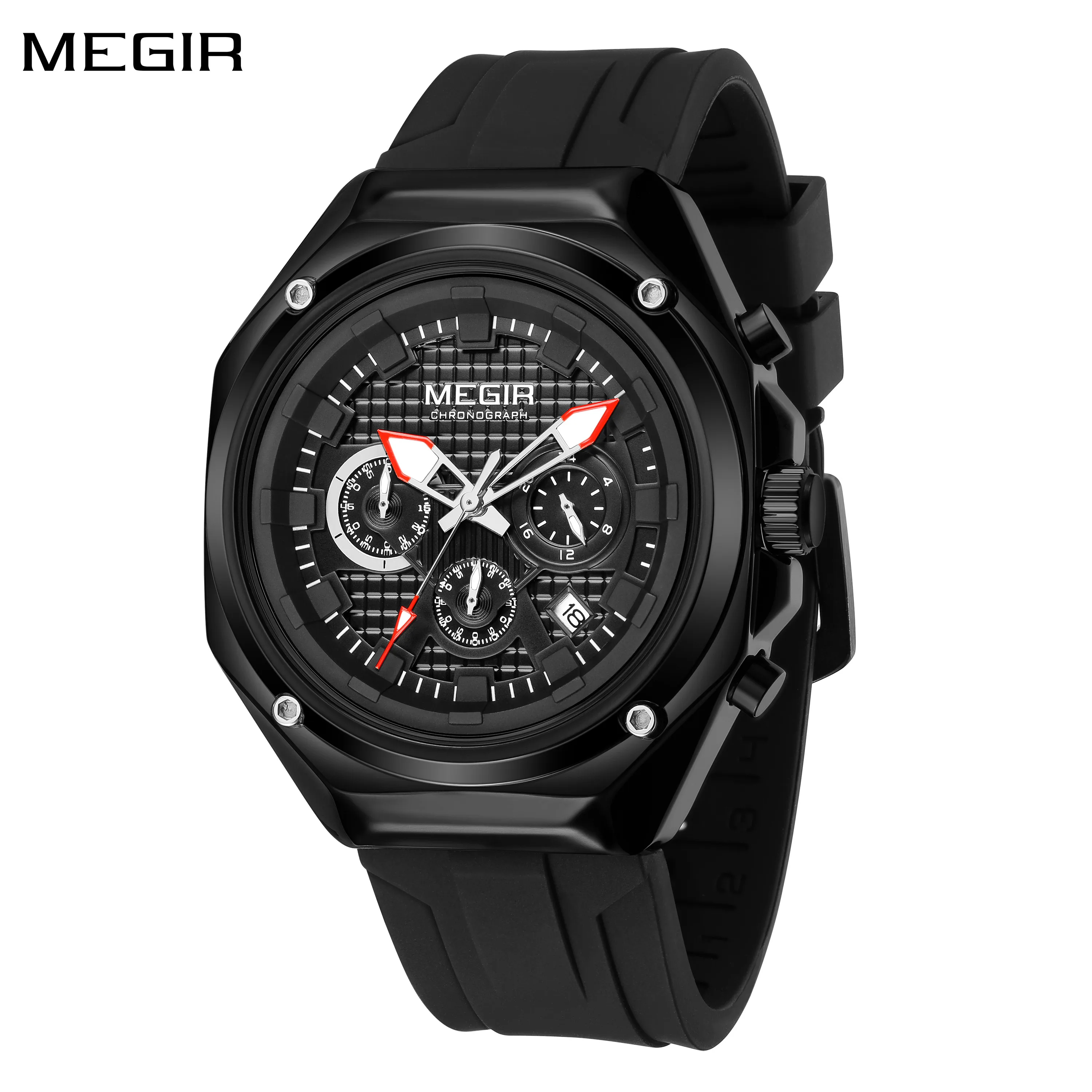 

MEGIR Luxury Chronograph Quartz Watch for Man Waterproof Calendar Luminous Men Sports Military Wristwatch Relogio Masculino