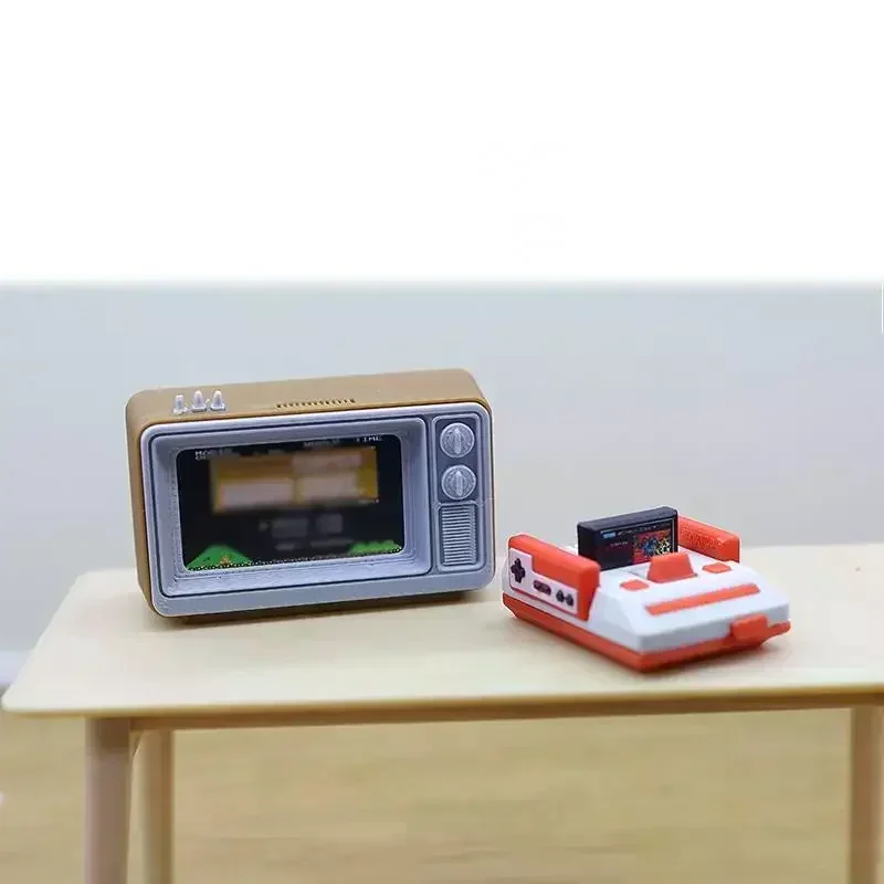 Simulación de casa de muñecas en miniatura, consola de juegos de TV nostálgica, modelo de decoración de escena de sala de estar, accesorios de muñeca, Juguetes, 1/12