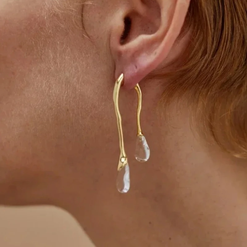 Fashion Jewelry Luxury Temperament Front Back Stick Dangle Earrings For Women 2025 Trend New Dropshipping