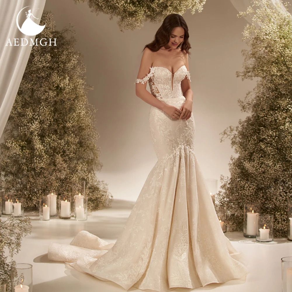 

Aedmgh Mermaid Sexy Wedding Dresses For Women Sweetheart Off The Shoulder Vestido De Novia Appliques Custom Made Bridal Gowns