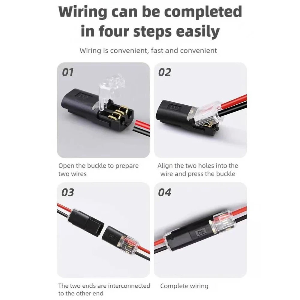 10/30/50 قطعة سلك توصيل موصل طرفي ، 2-pin ثنائي الاتجاه المكونات في كابل مشبك موصل تيار مستمر قفل غطاء مناسبة LED