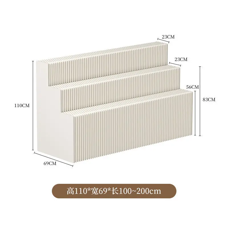 Espositore per ornamenti per prodotti per esposizione di finestre Espositore per carta telescopico con scala bianca a tre strati