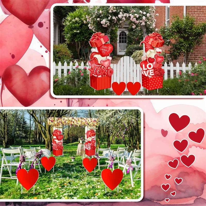 屋外のクマの愛の庭の看板,バレンタインデーの結婚式の装飾,家の庭の杭,1セットあたり2個,2025