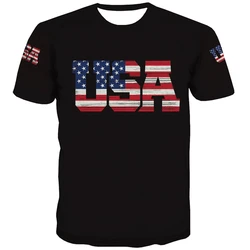 USA 3D Printed T-Shirts For Men Women Summer Cool Trend Streetwear Tees Shirt Fashion Oversize Printed Short Sleeve Tops Kids