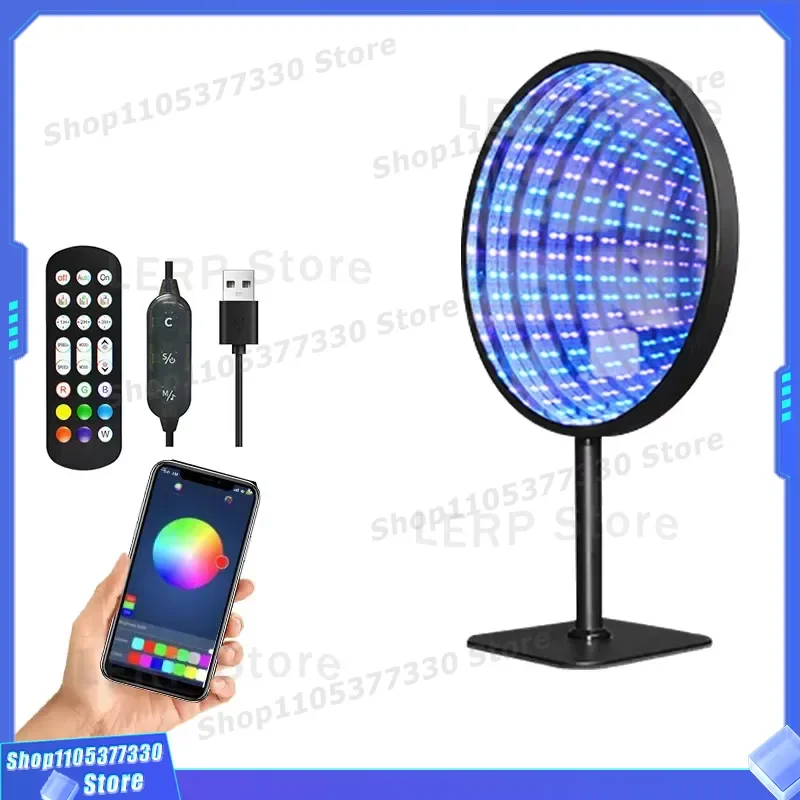 3D Round Acrylic Mirror Lamp Abyss Light Effect Creative Time Tunnel Decor Ambient Lighting for Home Wall Art Modern Design