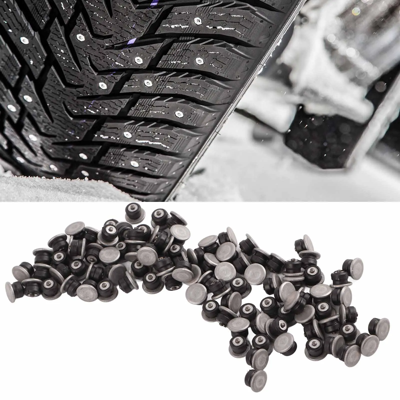 100pcs Tire Spikes Silver High Strength Anti Slip Environmentally Friendly Carbide Tire Studs for Truck