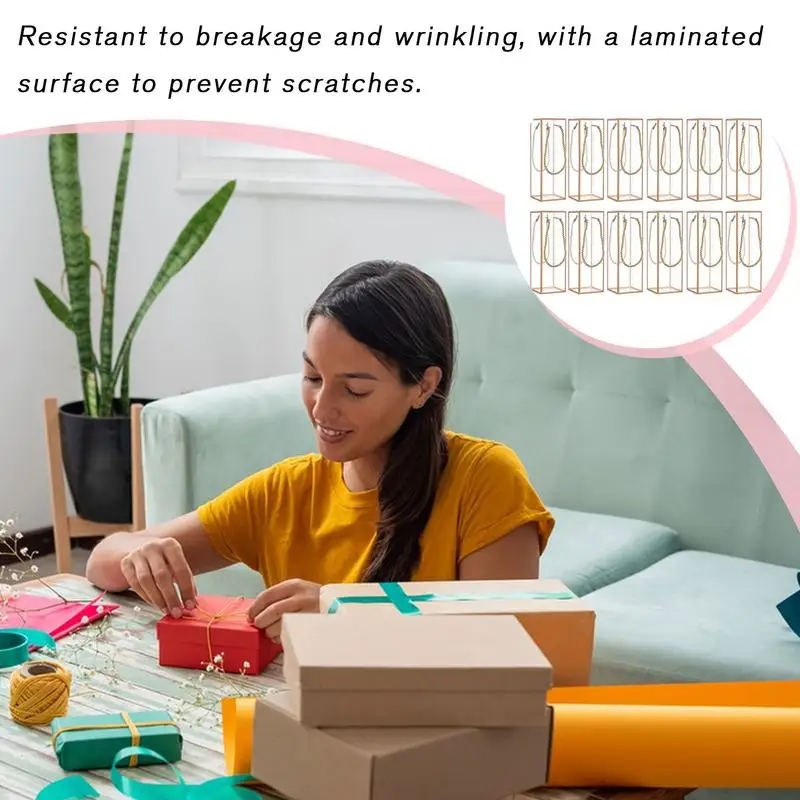 Rechthoekige transparante PVC-doos 12-delige verpakking met gouden randen en koord Multifunctionele traktatietassen Feesttraktaties