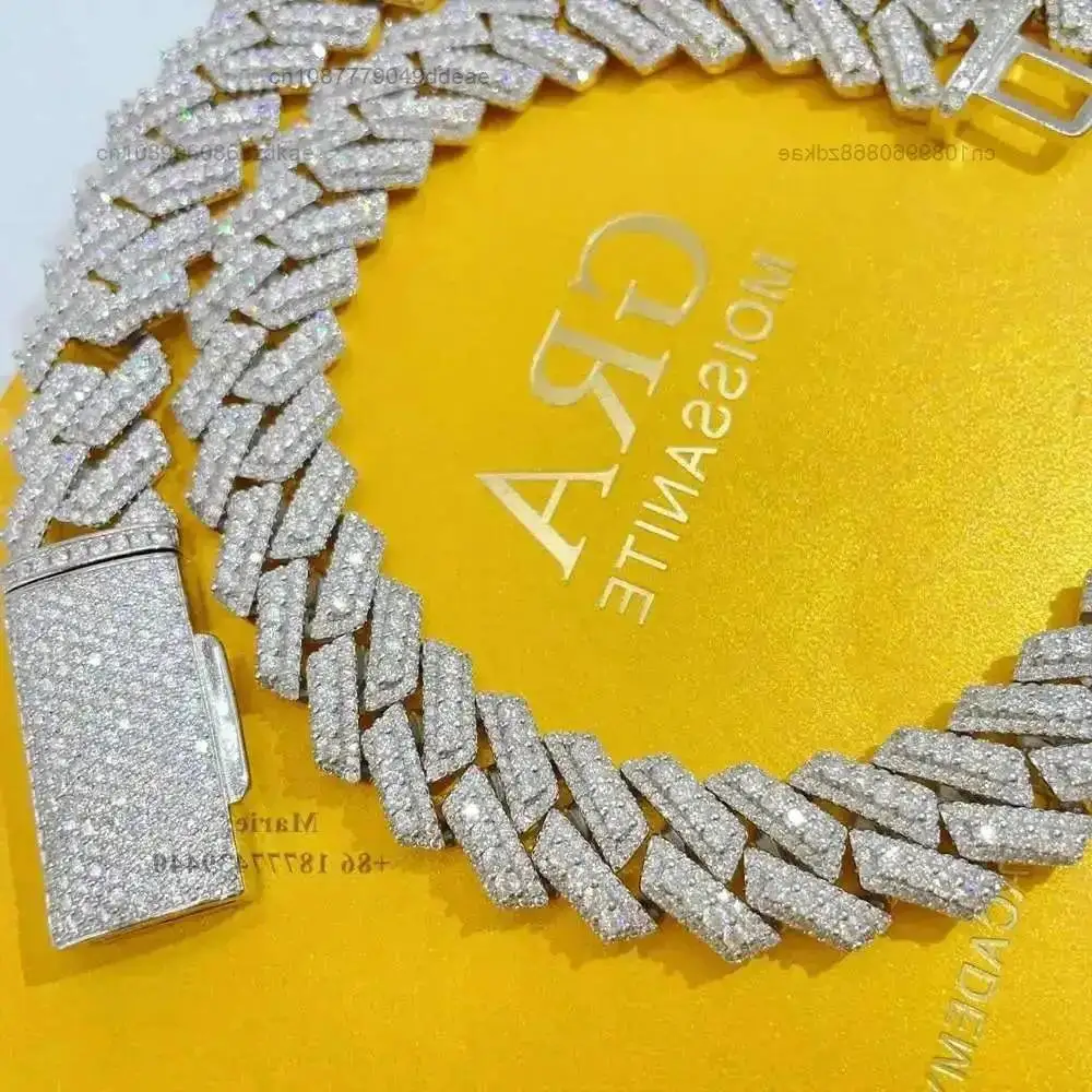 

15 мм ювелирные изделия в стиле хип-хоп, кубинская ссылка, роскошный муассанит с бриллиантами, кубинский браслет с звеньями, ожерелье в стиле хип-хоп, пройти тест на бриллиант