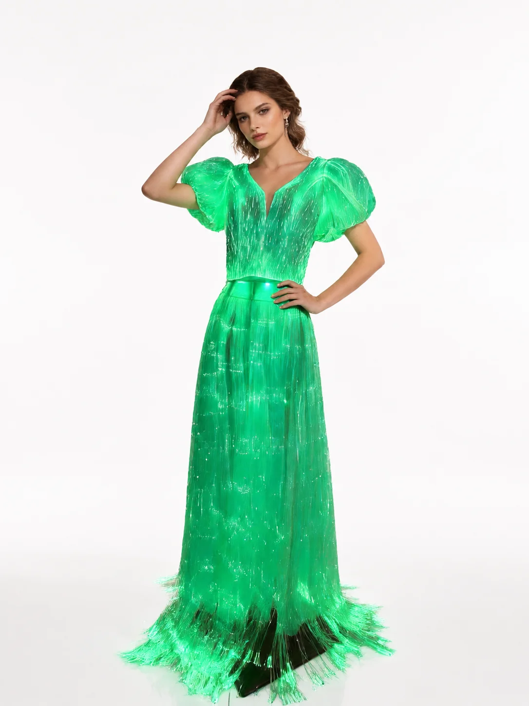 

Women’s Custom Made Aurora Elegance Color-Shift Luminous Gown ChromaGlow Gown Spectrum Radiance Dress