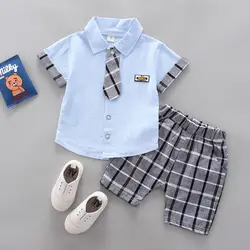 Casual baby boys clothes sets solid color cotton baby kids short sleeve shirt shorts 2pcs summer fashion