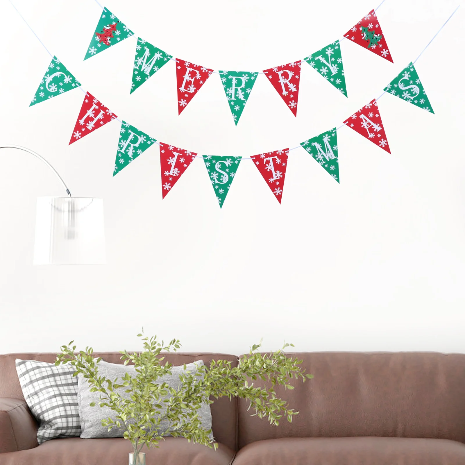 

2 Pcs Christmas Decoration Banner Tree Hanging Garland Merry Paper Banners Winter