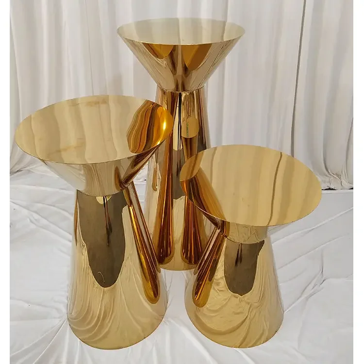 Wedding Events Decoration Gold Stainless Steel Round Cake Table