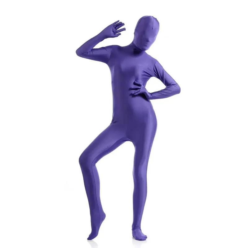 Kostum Zentai Kualitas Tinggi Pakaian Cosplay Seluruh Tubuh Setelan Kulit Kostum Halloween Catsuit Bodysuit Dewasa Uniseks