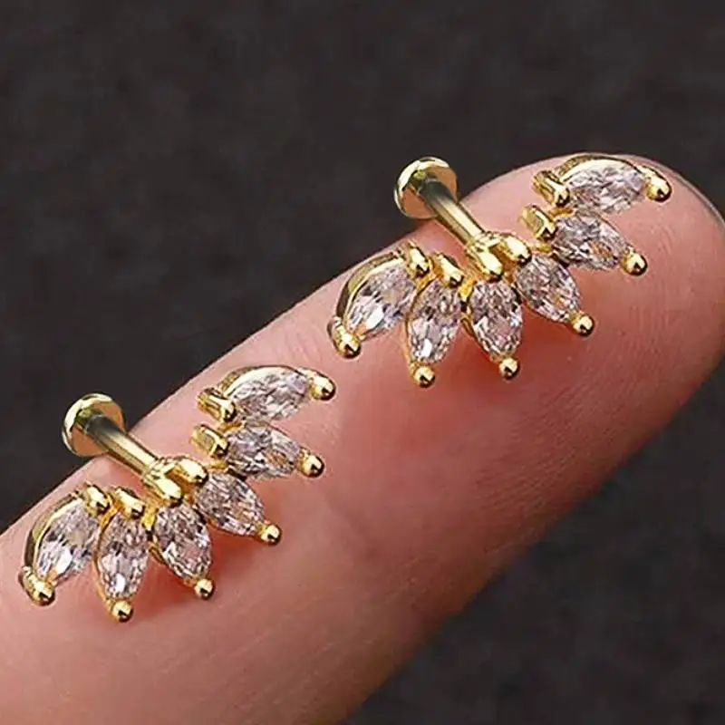 Huitan Minialist Damen-Ohrstecker mit glänzendem Zirkonia, vielseitig einsetzbar, für Partys, Alltag, zurückhaltende Damen-Accessoires, trendiger Schmuck