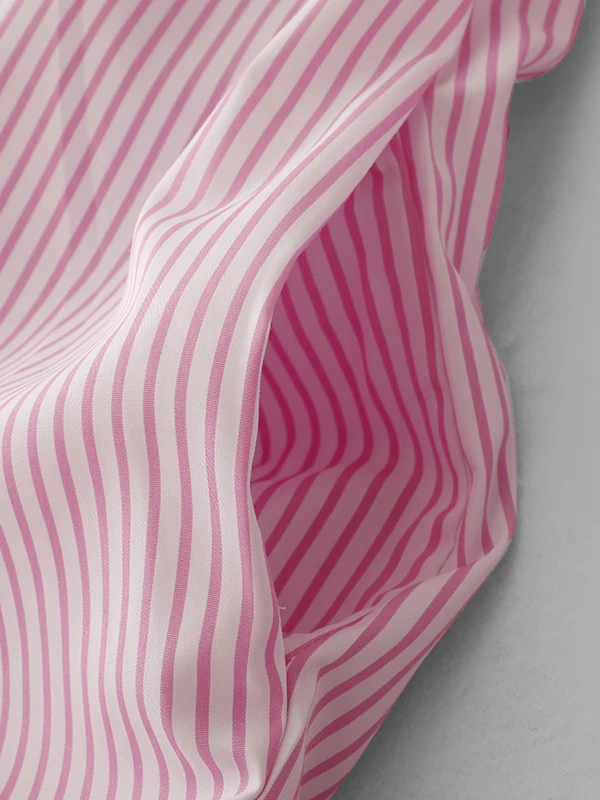 Pink Striped irt Dr Women's Faionable Loose Casual Long Sve Full Button A-Line Dr Autumn Season Ladies' Gown