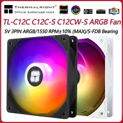 Thermalright TL-C12C 120mm Cooling Fan 5V 3PIN ARGB pc gamer Adjust Speed Cooler argb Adjustable computer Case Fan ventilador