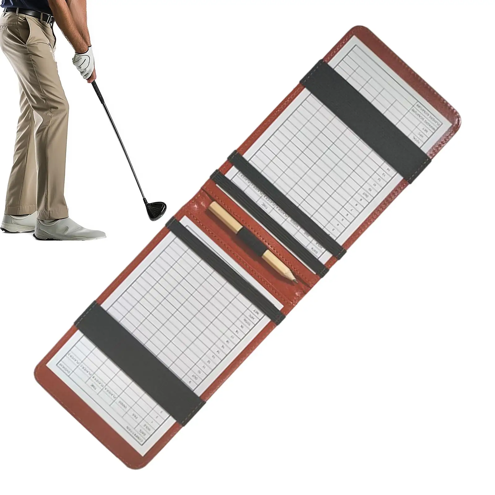 

Golf Scorecard Book PU Leather Score Display Golf Yardage Book For Practice Training Indoor Home Backyard Sports Club Recreation