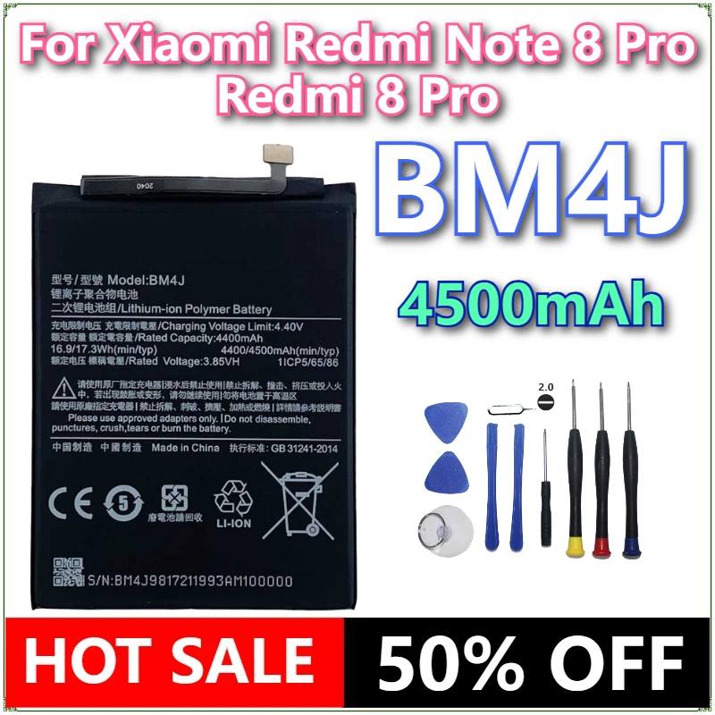 

Brand New BM4J 4500mAh Mobile Phone Battery For Xiaomi Redmi 8 Pro Note8 Pro High Quality Phone Replacement Batteries +Tools