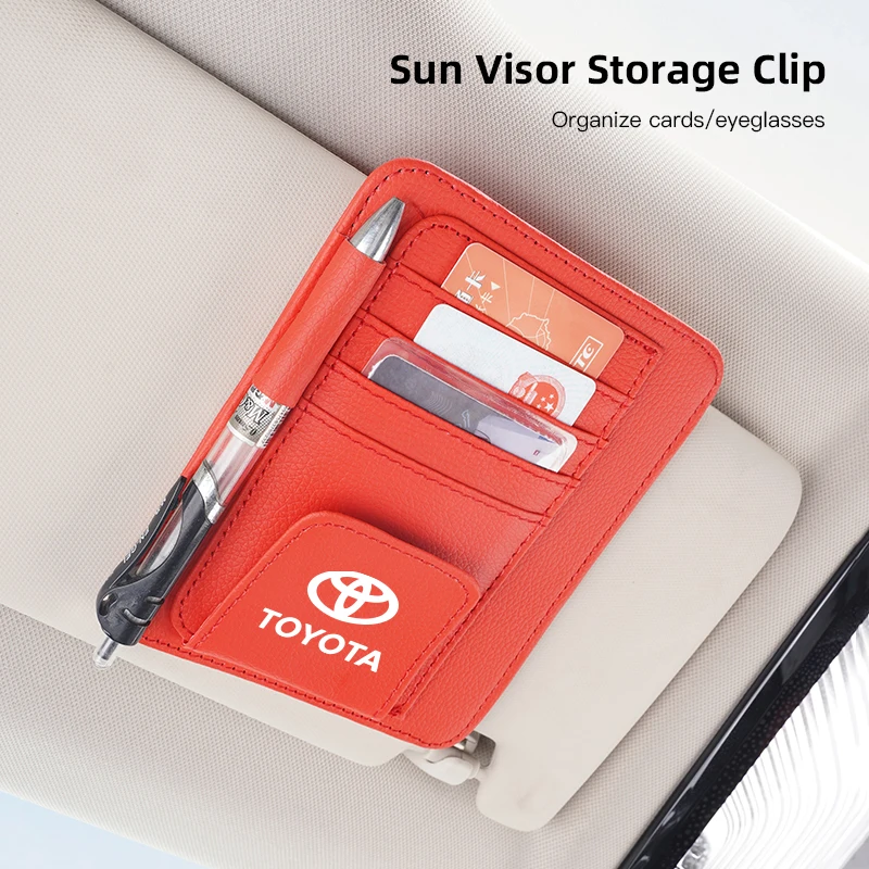 سيارة بو الجلود الشمس قناع النظارات الشمسية تذكرة بطاقة حقيبة التخزين اكسسوارات لتويوتا TRD فورتشنر هايلاندر مارك-X ميراي هليكس #1