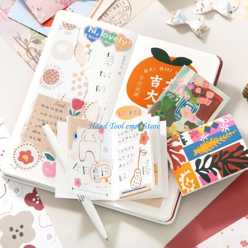 H37F 64 Sheets Handmade Scrapbook Paper Book Retro Journaling Decorative Paper