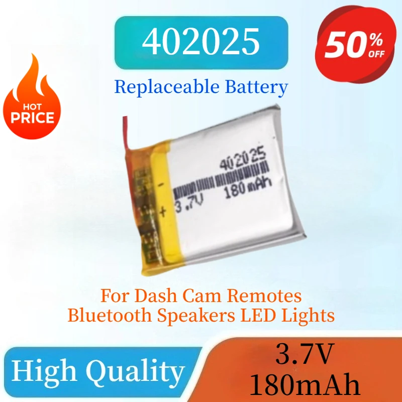 

New 402025 3.7V 180mAh Polymer Lithium Battery For Dash Cam Remotes Bluetooth Speakers LED Lights Super Durable Digital Products