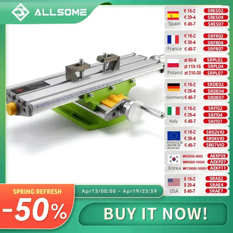 

ALLSOME MINIQ BG6330 Mini Precision Milling Machine Worktable Multifunction Drill Vise Fixture Working Table HT2829