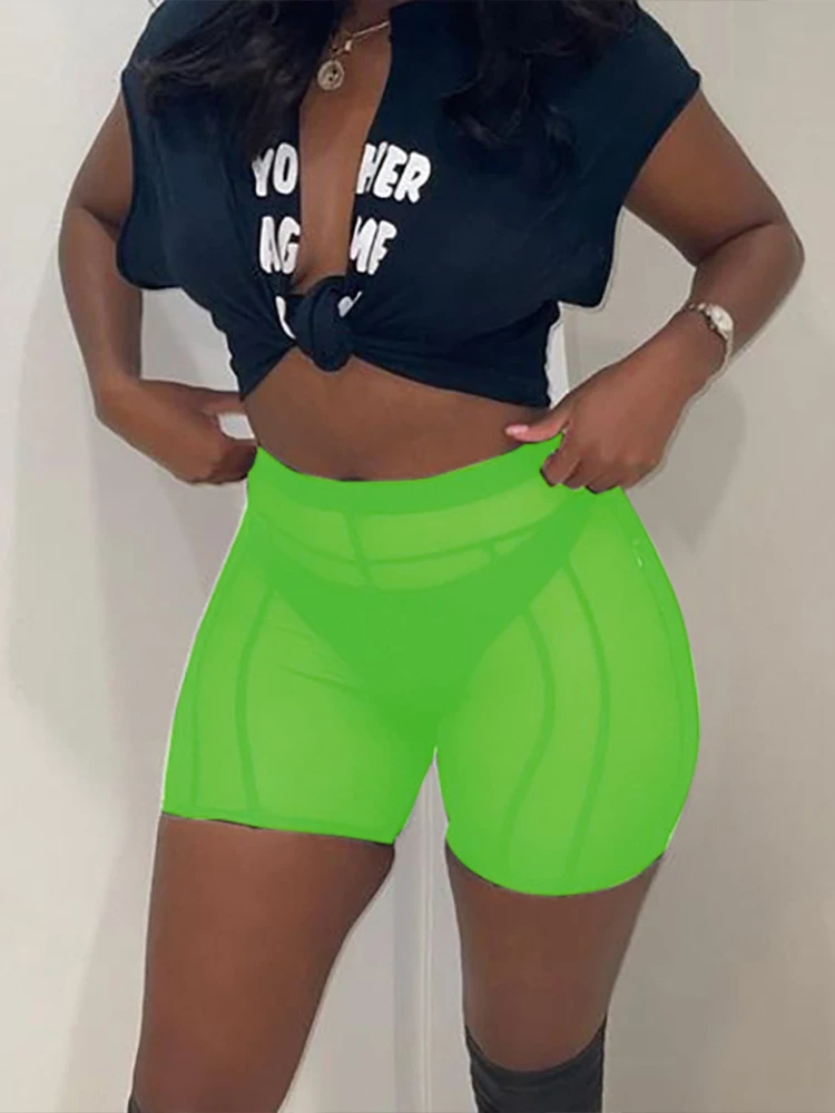 2024 Fittness Shorts 7 Colors Fashion Casual High-waist Slim Fit Striped Transparent All-match Sporty Beach Street Daily Bottoms