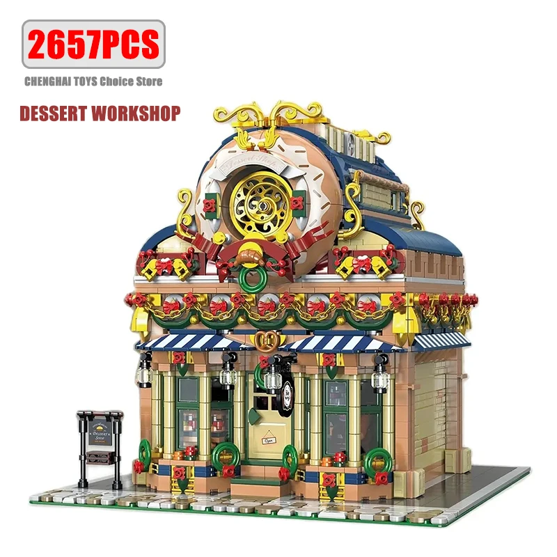 

2657PCS Dessert Workshop Building Blocks Creative City Street View Building MOC Model Bricks Desktop Deco DIY Toys Birthday Gift