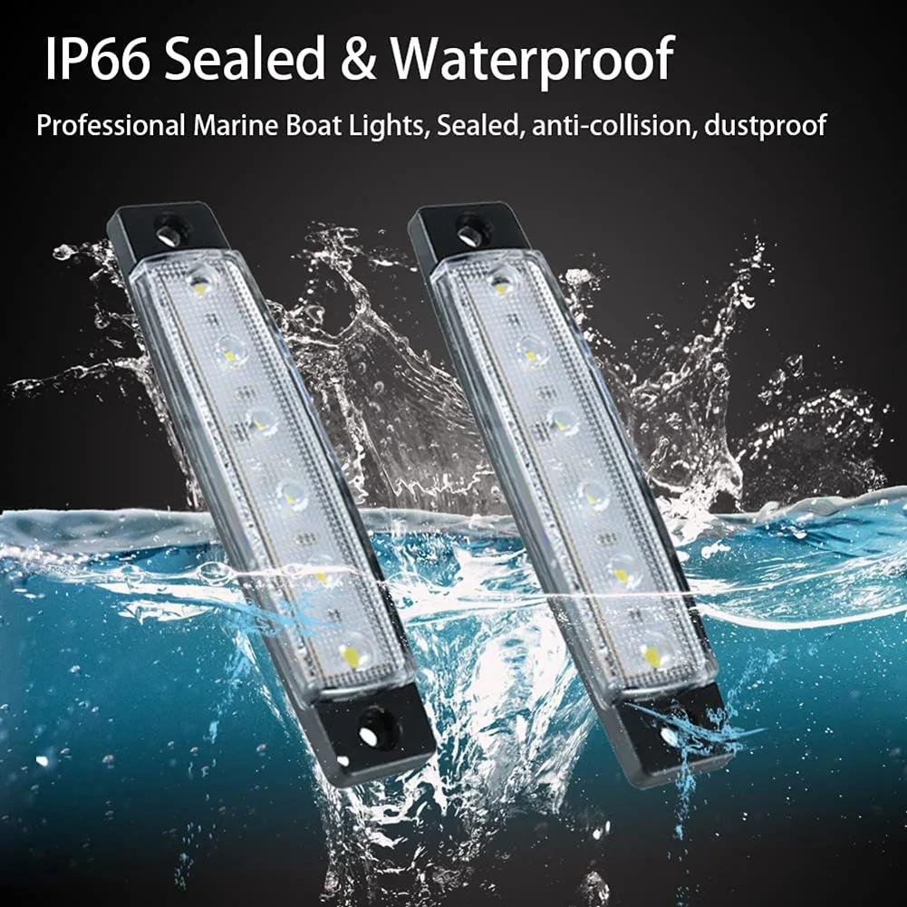 

6 шт. светодиодные морские фонари для лодок, морские световые ленты, палуба, транца, кабины, навигационное освещение, водонепроницаемое 12 В
