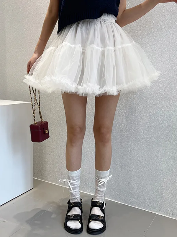 

Ballet Sle High Waist Me Puffy f Skirt Women's Spring 2025 New A-Line Slimming Gentle ort Skirt Commute Pure Color
