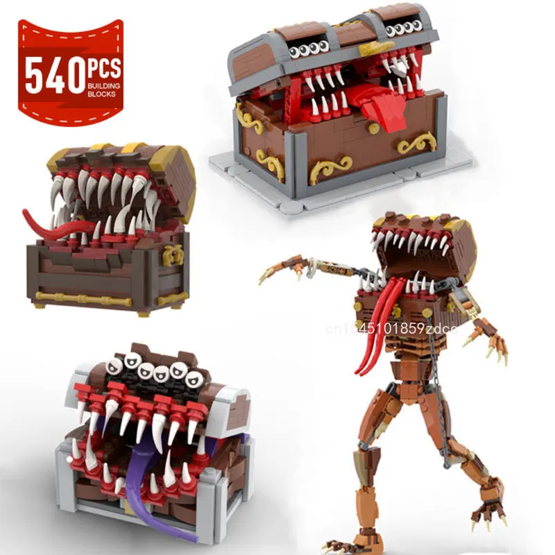 Moc Dungeonsed Dragons Mimic Chest Monster Model Building Block Set Game Action Figures Treasure Chest Monster Bricks Toy Gifts