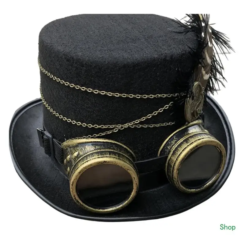 

Dropship Gothic Steampunk Top Hat Universal Halloween Cosplay Costume Props Magician Hat