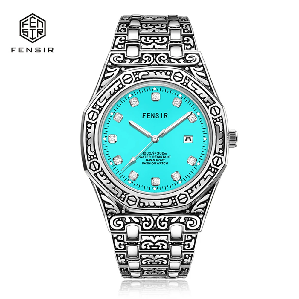 Men's Unique Luxury Carved Craft Vintage Dial Design Watches Unusual Novelty Sport Quartz Watch For Men WristWatch montre homme