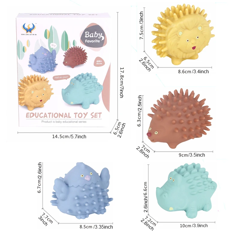 TeWindsor-Jouet animal en vinyle avec fonction BB, jouet de bain, cadeau pour les tout-petits, bébés garçons et filles âgés de 6 mois et plus, 4 pièces