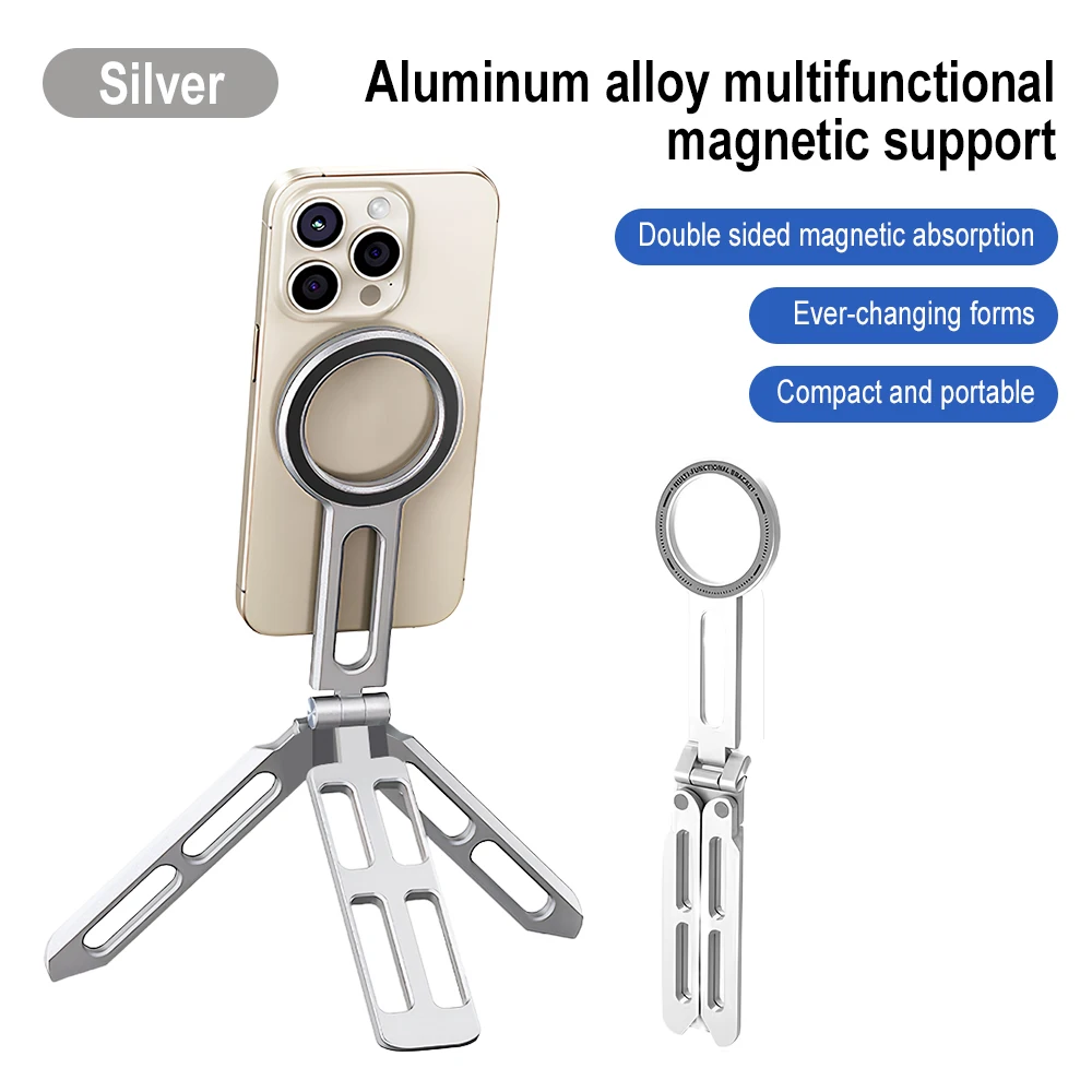 Magnetische faltbare Telefonhalter Stativ Aluminiumlegierung faltbare Telefonständer tragbare Desktop-Telefonhalterung Smartphone-Halterung Halter