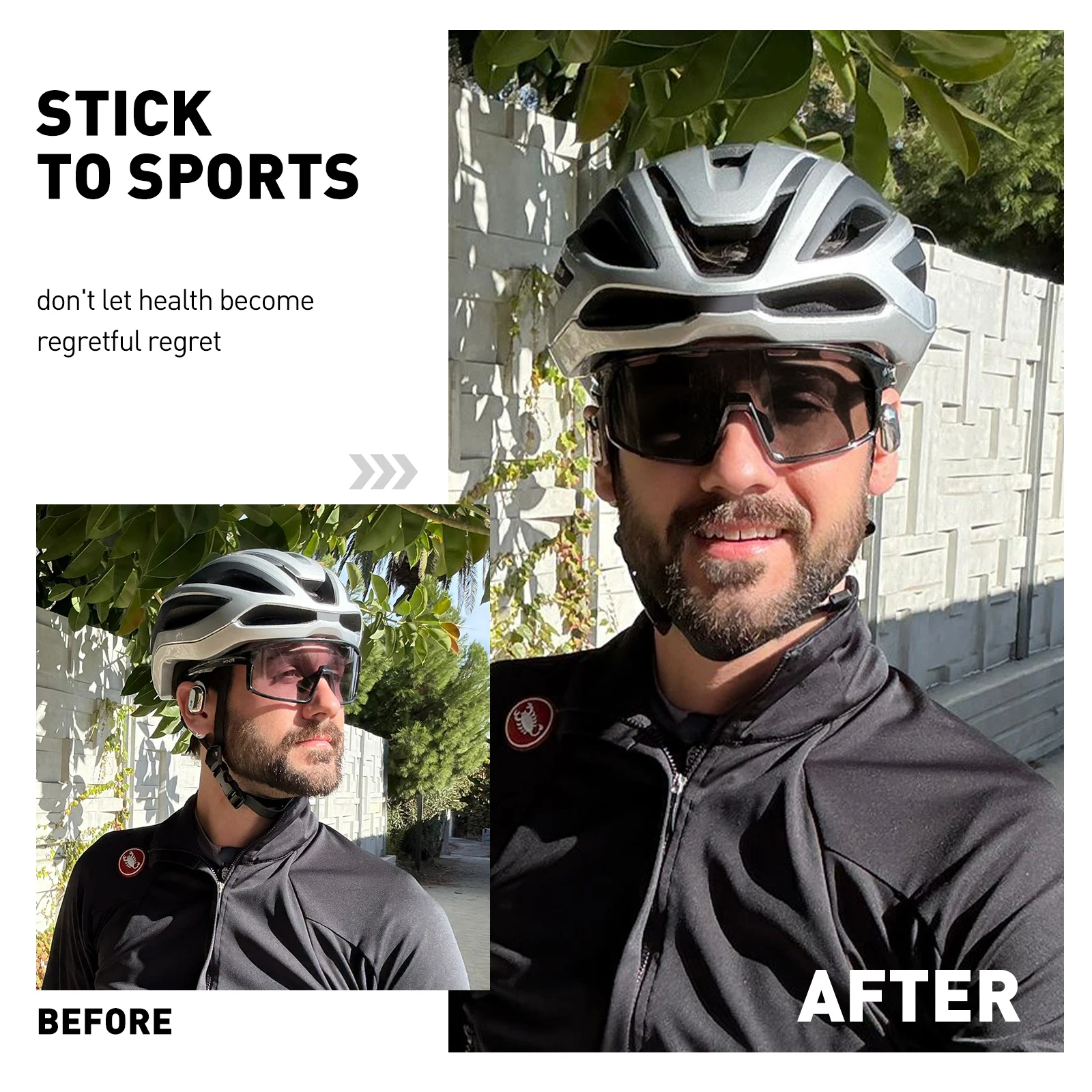 แว่นกันแดดเปลี่ยนสี SCVCN สำหร - Mountain Biking Sunglasses บทวิจารณ์และราคา