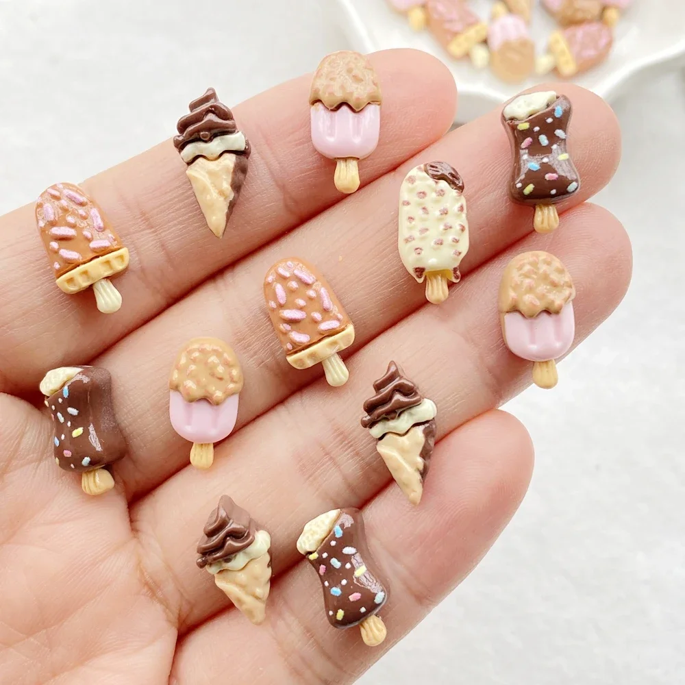 30pcs Resin Colorful Mini Chocolate Ice Cream Figurine Flatback Nail Art Decor DIY Scrapbook Jewellery Accessories Crafts