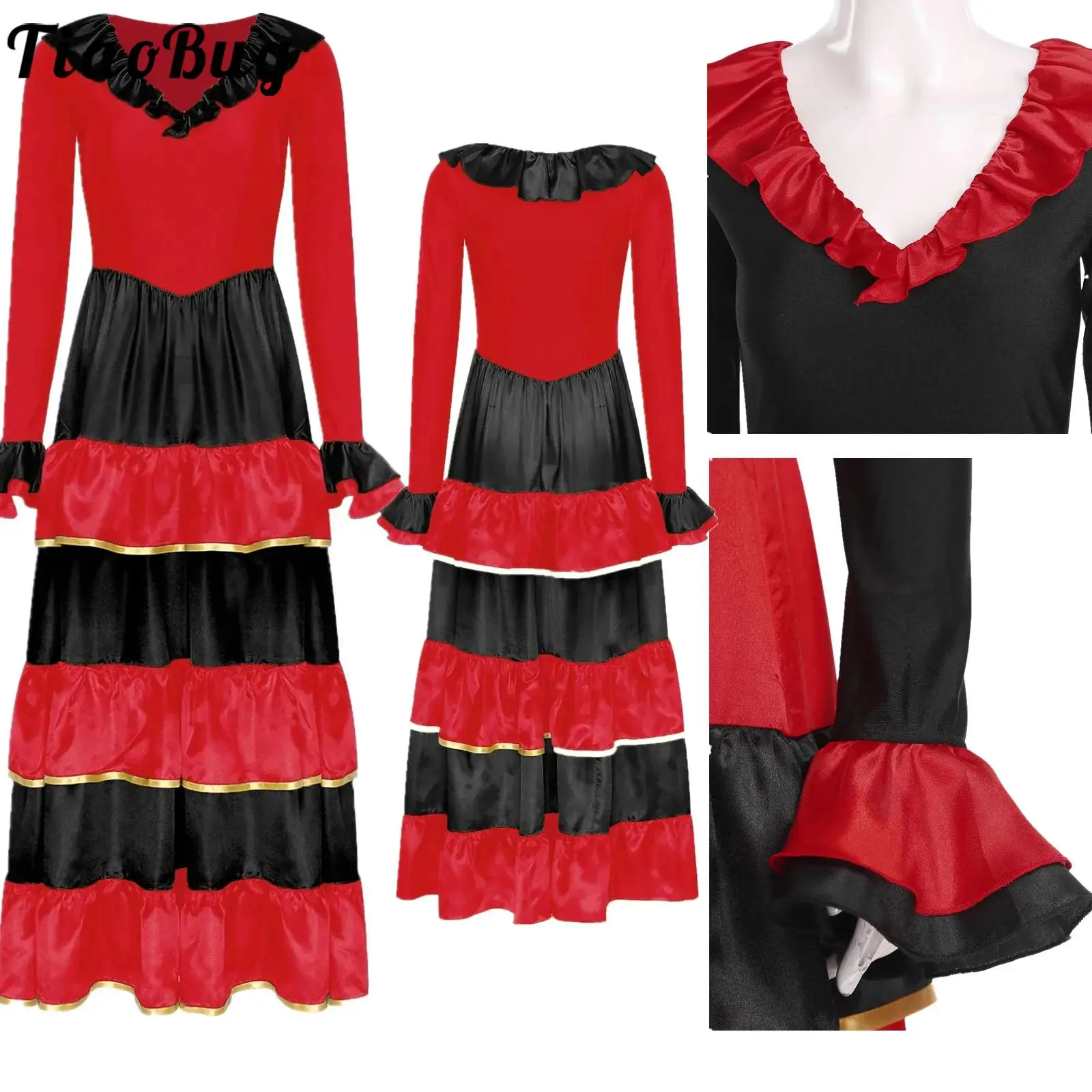 Vestido feminino de dança cigana, flamenco espanhol, suave, grande balanço, maxi vestido, carnaval, festa, salão de baile, dança lírica, trajes de performance