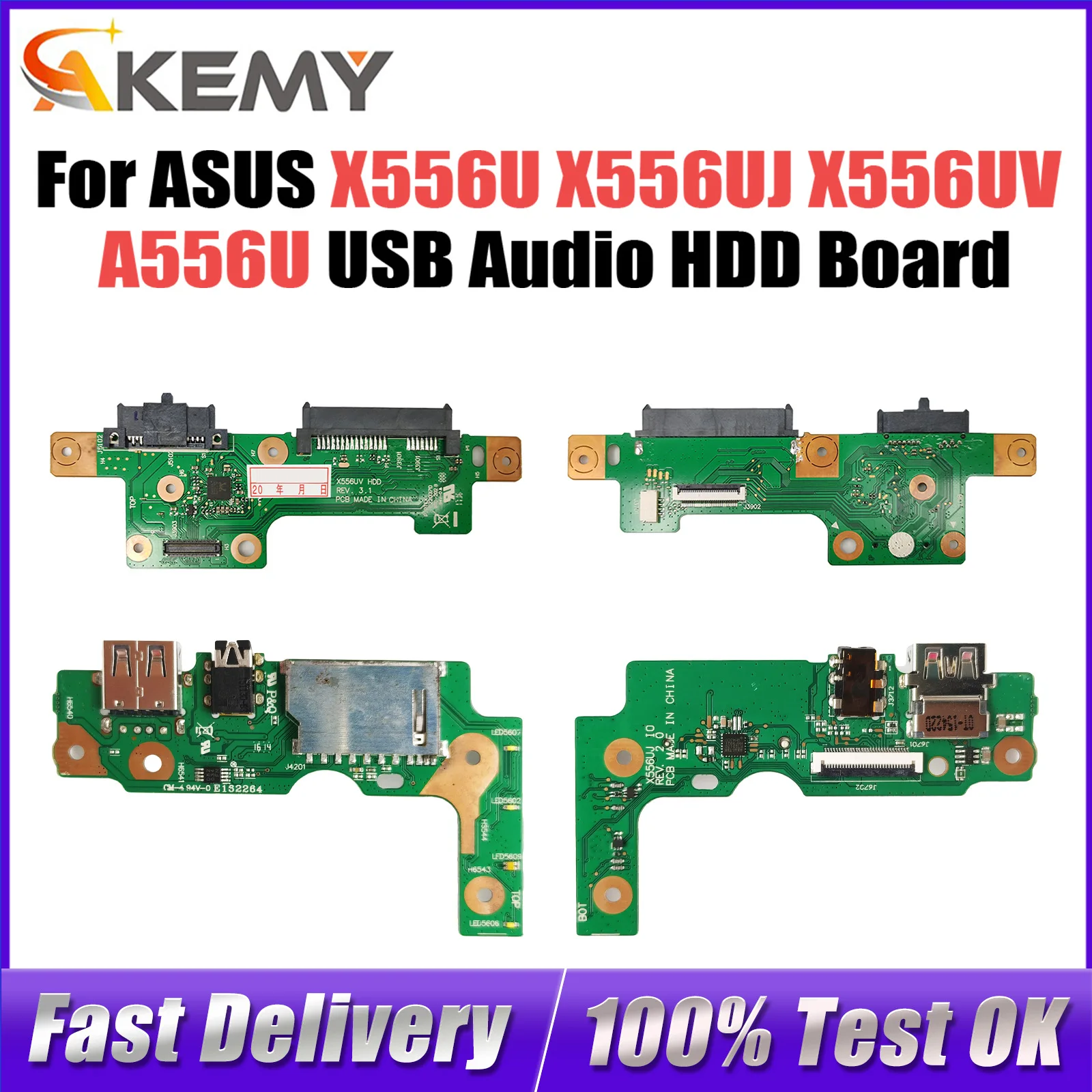 

For Asus X556U X556UJ X556UV A556U K556U F556U VM590 Laptop Hard Disk Driver USB Audio HDD BOARD