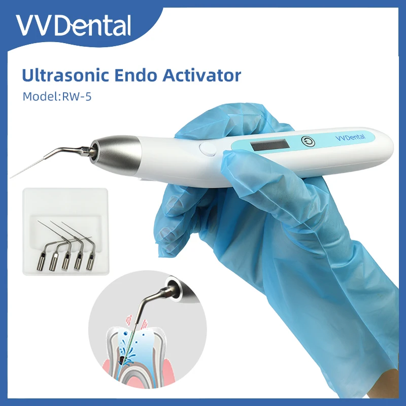 

VVDental Endo Activator Endomotor With LED Light Root Canal Sonic Irrigator with 5 Pcs Endo Files Irrigator Endodontic Tools