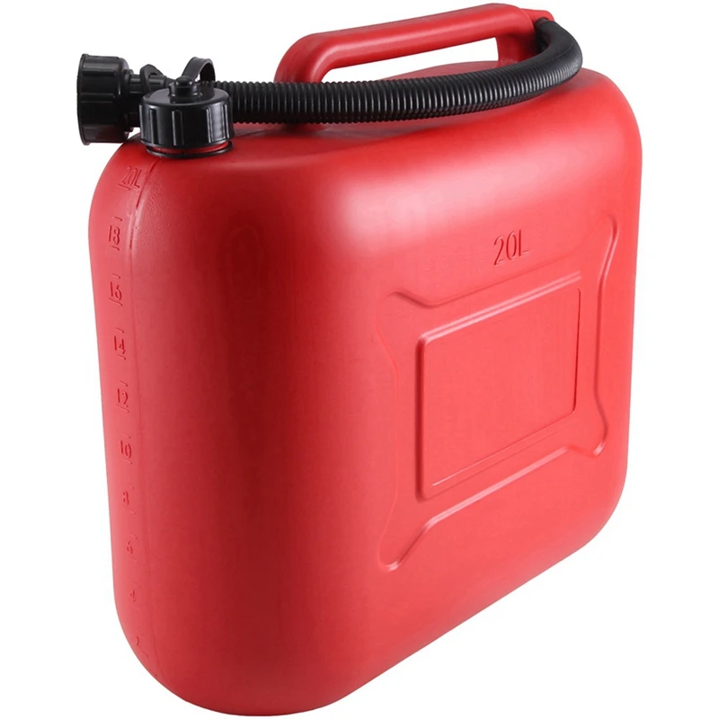 20L 5.28Gal Car Fuel Tank Can Spare Plastic Petrol Gas Container Anti-Static Fuel Carrier With Pipe For Car Travel Easy To Use