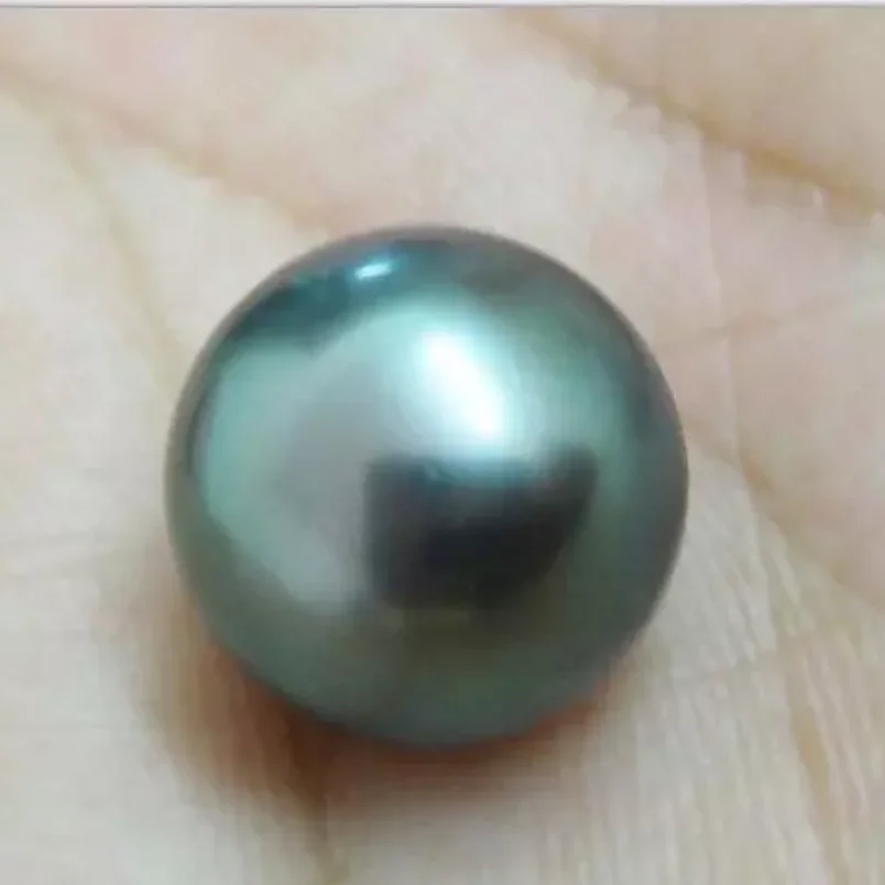 VINTAGE 6-7MM NATURAL TAHITIAN GENUINE BLACK PEACOCK ROUND LOOSE PEARL HALF DRILLED AAAA