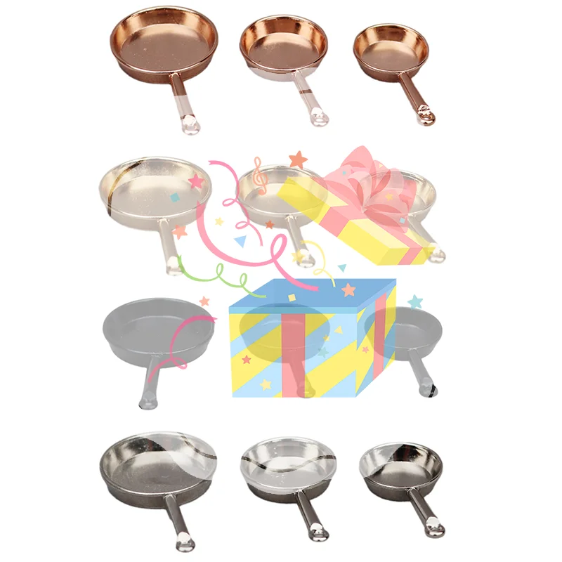 1 conjunto 1:12 casa de bonecas em miniatura frigideira caçarola metal panelas cozinha modelo decoração brinquedo casa boneca acessórios
