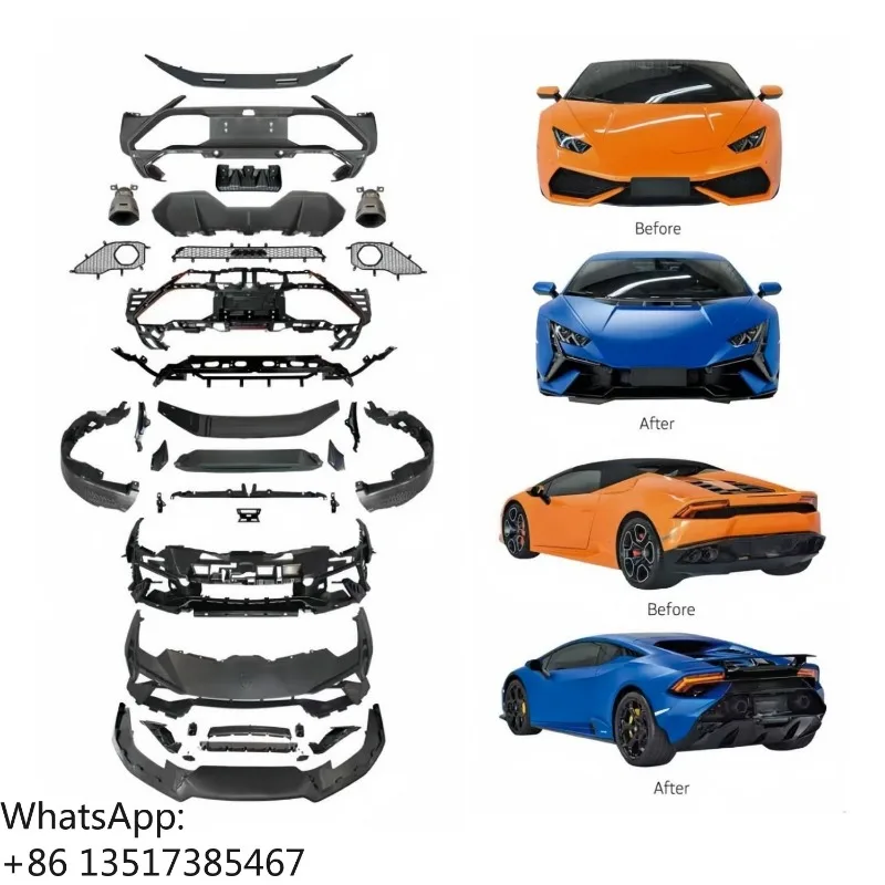 Kit de Carrocería Completo de Fibra de Carbono Estilo Tecnica para Lamborghini Huracán LP580 LP610 Evo 2014-2023, Conversión de Parachoques Delantero y Trasero, Difusor