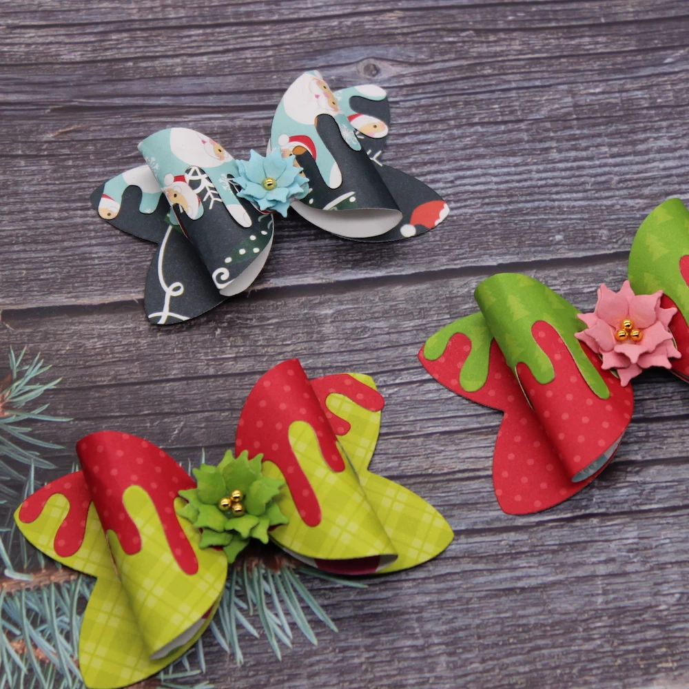 KSCRAFT Christmas Drippy Bow Metal Cutting Dies Stencils for DIY Scrapbooking Decorative Embossing DIY Paper Cards